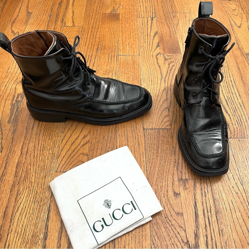 Gucci Black Military Ankle Boots